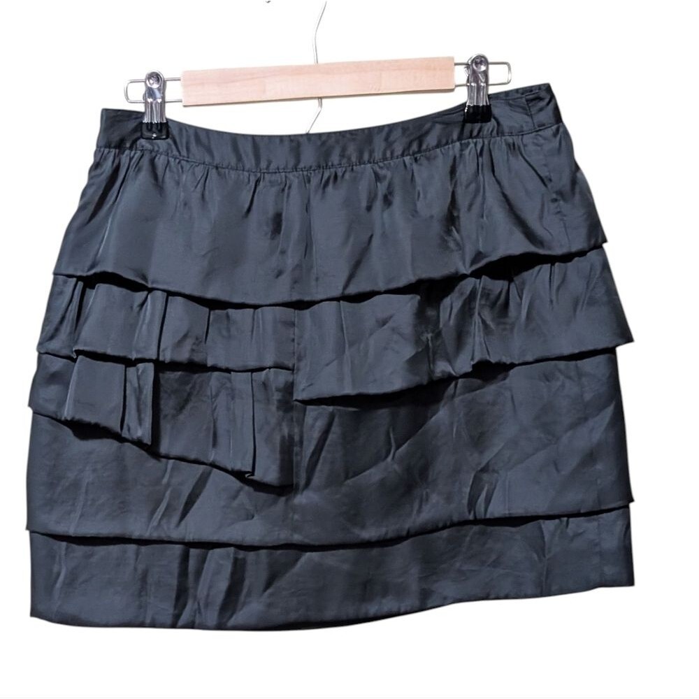 The Limited Black ruffle satin A-line mini skirt flirty whimsical fairy witchy 6 - Picture 10 of 10